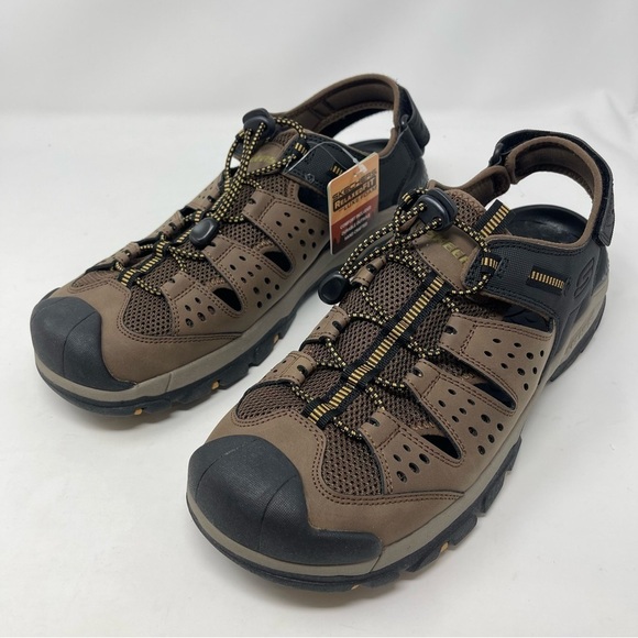 Skechers Men’s Size 12 Brown Leather Closed Toe Fisherman Bungee Sandals New main image 6